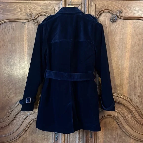 LL Bean Navy Blue Corduroy Double Button Up Jacket Pea Coat - Picture 11 of 15